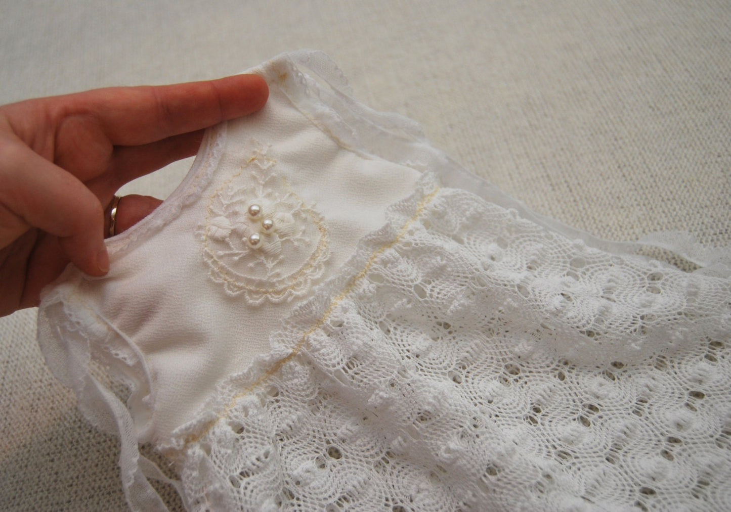 9 Months baby girl dress photo outfit, sitter lace dress photo props, white baby outfit